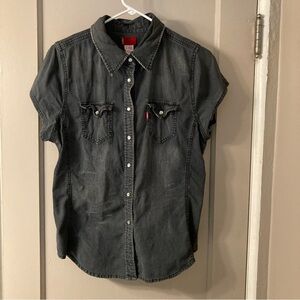 Levi's Women's Gray Denim Short Sleeve Shirt